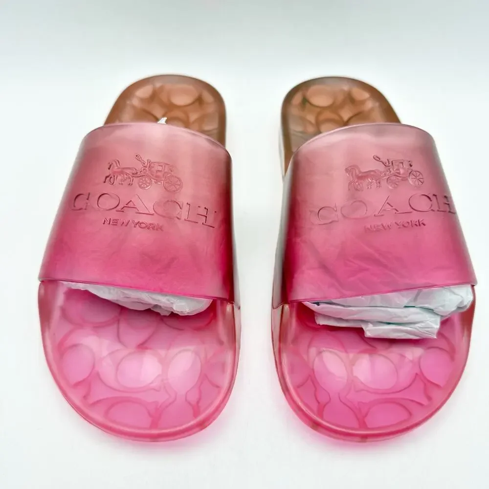 Coach Womens Ulyssa Jelly Slides Sandals Size 5 EU 35.5 Pink EUC